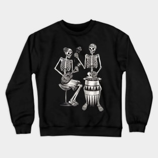 Sugar skull couple lover playing drum and ukulele celebration day of the dead. Crewneck Sweatshirt